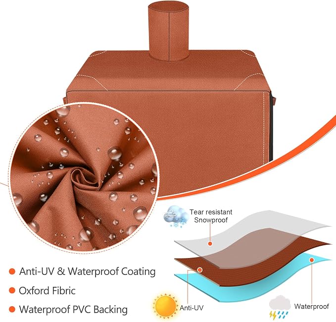 QuliMetal Vertical Smoker Cover for Pit Boss 4/5/7 Series Vertical Smokers, PBV4PS1, Q2000, Pro Series 4/5/7 Vertical Pellet Smokers, Grill Cover for Pitboss 73550, Brown