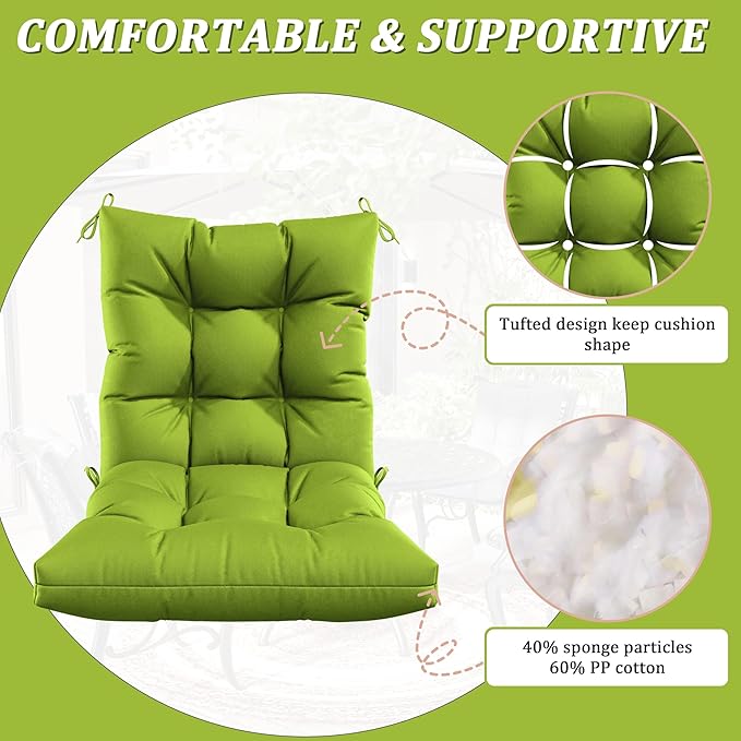 Patio Seat&Back Chair Cushions for Outdoor Furniture，Comfortable Cushions for Rocking/Dining/Lawn Chair-Set of 4