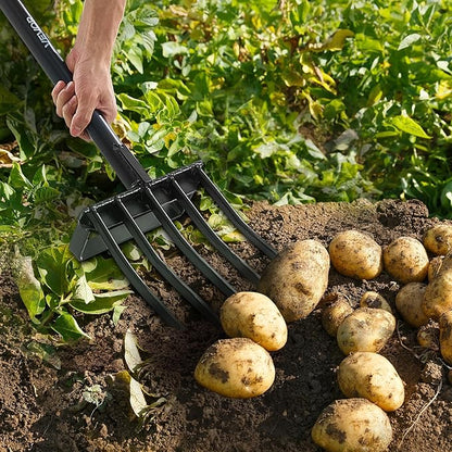 VEVOR Garden Fork, 5-Tine Gardening Pitchfork with Metal Handle, 41 in Heavy Duty Digging Fork with Y Grip, Forged Steel Spading Fork for Hay Potato Composting Transplanting Aeration