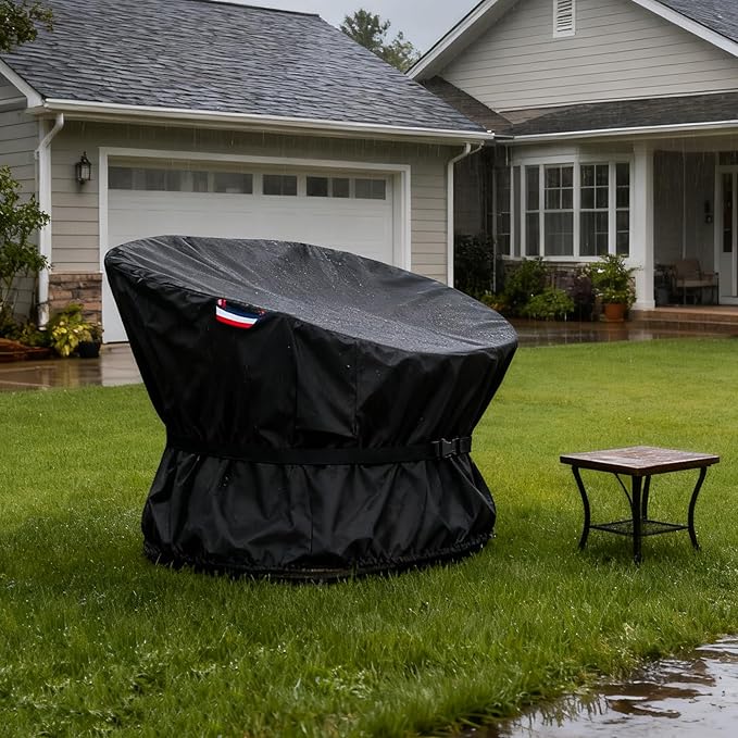 Papasan Chair Cover Waterproof Patio Chair Covers, All-Weather Protection Outdoor Papasan Chair Covers for 52in Saucer Chair, Black