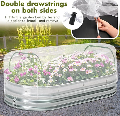 Woanger 2 Pack Garden Netting for Raised Beds Rectangular Pest Barrier with Hoops for Garden Protection Plant Mesh Netting with Drawstring Plants Vegetables Fruits Flowers (for 6x3x1 ft)