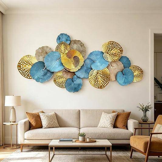 Roivikis Large Metal Wall Art Decor, 3D Abstract Lotus Leaves Wall Handcrafted Modern Decoration for Indoor Outdoor for Living Room, Bedroom, Entryway 52" x 24"