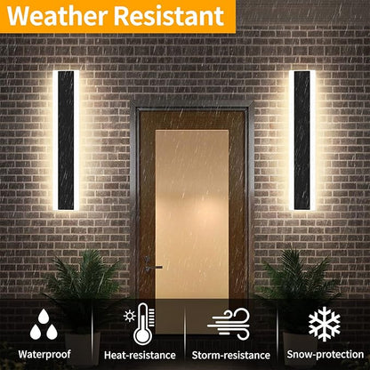 Mikeru Modern Wall Light, 3000k-6000k Dimmable Sconce, 47inch Black Exterior Light With Remote Control, IP65 Waterproof Anti-Rust Linear Long Porch Light Outdoor