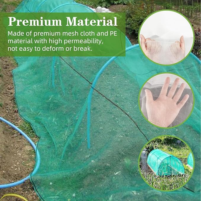 10 x 100FT Garden Mesh Netting, Ultra Fine Mesh Protection Netting Plant Covers Greenhouse Row Cover Raised Bed Screen Barrier Net for Vegetable Fruits Flowers Trees Crops, Green