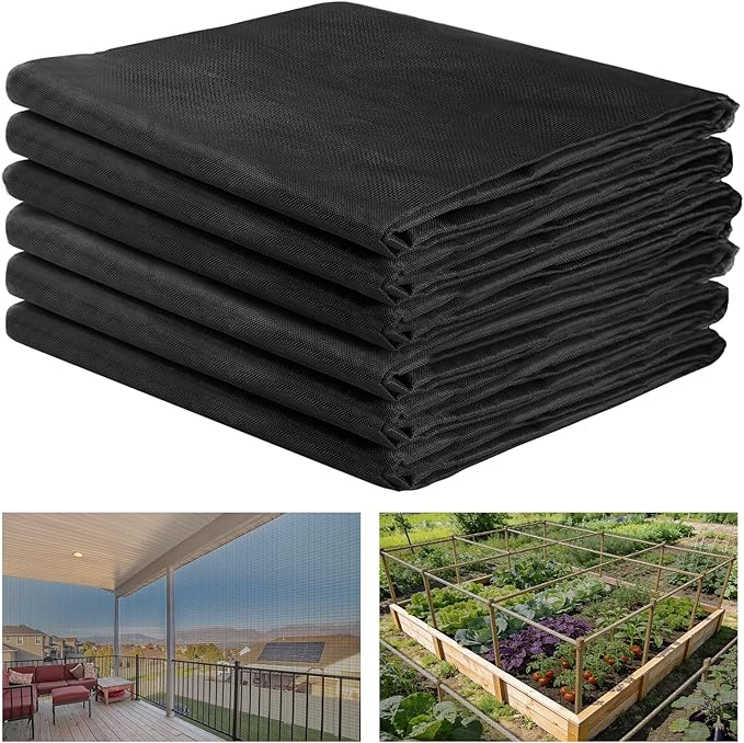 ANPHSIN 10 x 50 ft Stronger Garden Mesh Netting - PP Nanocomposite Bird Net Barrier, Fine Mesh Mosquito Screen for Outdoor Plants Vegetables Patios Balconies Terraces, Shading Rate 33% (Black)