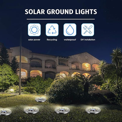 OULONGER Solar Ground Lights 16 Packs, Garden Solar Outdoor Waterproof Pathway Bright In-Ground Landscape Lights for Patio, Lawn, Yard, Driveway, Step and Walkway White Light