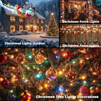 OZS 6 Pack 480LED Solar Christmas String Lights Outdoor, Waterproof 8 Modes Solar Tree Light, Green Wire Christmas Lights Outdoor for Garden, Party, Wedding, Christmas Decorations (Warm White)