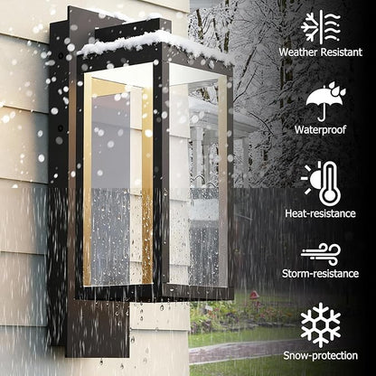 Outdoor Wall Light Fixtures, Outdoor Light Fixtures Wall Mount, Wall Sconce Lighting with Led Bulbs, Anti-Rust Modern Matte Black Outside Lights for Patio Front Door Entryway Garage