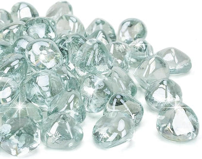 Mr. Fireglass 10 Pounds Diamond Fire Glass, 1 inch High Luster Reflective Fire Pit Glass Rocks for Propane & Natural Gas Fire Pits Fireplace & Lanscape, Crystal Ice