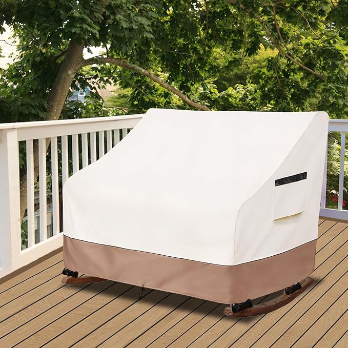50" Double-Wide Outdoor Rocking Chair Cover, Waterproof & Dust Proof Patio Furniture Covers, Patio Chair Covers 51"W x 34"D x 45"H(Beige)