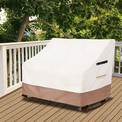 50" Double-Wide Outdoor Rocking Chair Cover, Waterproof & Dust Proof Patio Furniture Covers, Patio Chair Covers 51"W x 34"D x 45"H(Beige)