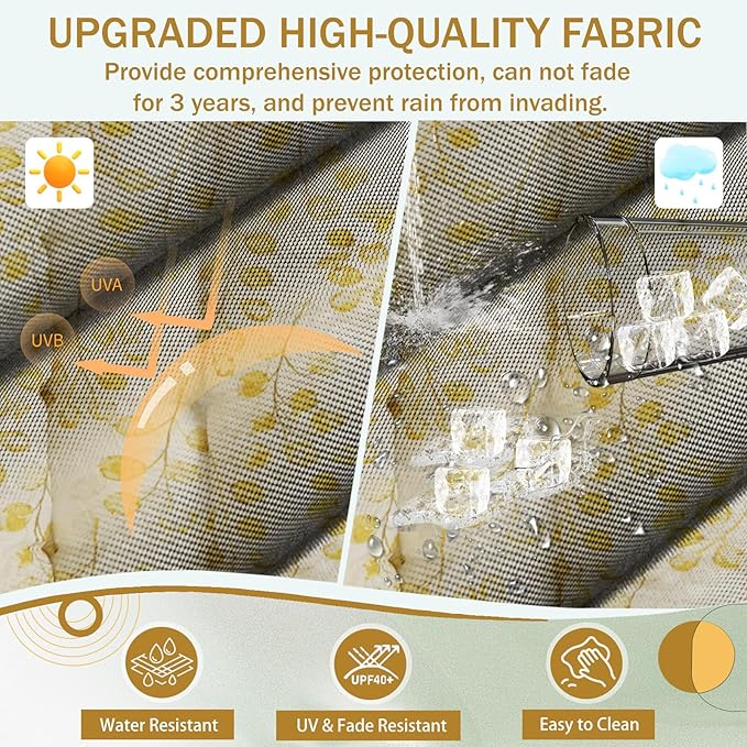 2/3 Seater Swing Replacement Cushion, Waterproof Porch Swing Cushions with Backrest, Thickened Bench Cushions for Outdoor Furniture, for Outdoor Patio Swing (Yellow Leaves, 63 * 40in)