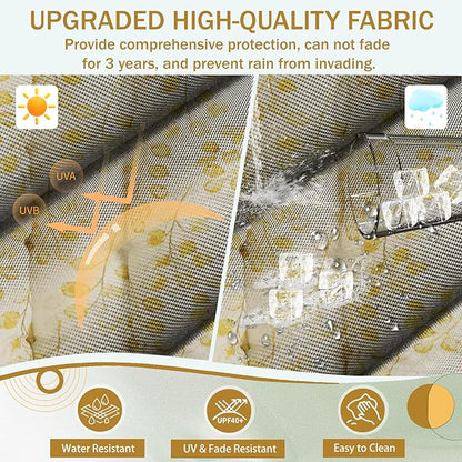 2/3 Seater Swing Replacement Cushion, Waterproof Porch Swing Cushions with Backrest, Thickened Bench Cushions for Outdoor Furniture, for Outdoor Patio Swing (Yellow Leaves, 63 * 40in)
