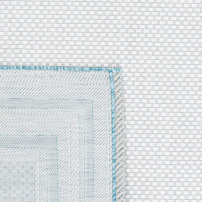 SAFAVIEH Washable Rug Outdoor Courtyard Collection - 6'7" x 9'6", Ivory & Aqua Blue, Non-Shedding & Easy Cleaning, Ideal for Patio, Backyard, Mudroom (CY8475-53612)