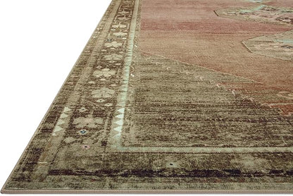 Loloi Magnolia Home by Joanna Gaines Sinclair Collection SIN-06 Clay/Tobacco 2'-3" x 9'-6", .25" Pile Height, Machine Washable, Runner Rug