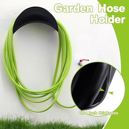 Thyle 6 Pcs Heavy Duty Wall Mount Garden Hose Holder, Metal Water Hose Rack with Screws Black Rustproof Storage Organizer for Outside Yard Lawn Garage