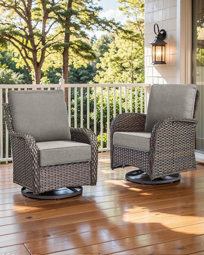 Luxury 22x24/22x25 6-Inch Outdoor Seat Cushions - Set of 2 Water Resistant Patio Chair Comfortable Cushion for Rattan Dining Rocker Glider Chairs Loveseat Couch Sectional Sofa - Grey