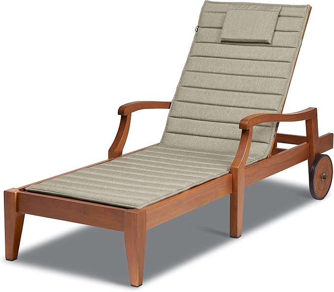 Classic Accessories Storigami Water-Resistant 72 x 21 Inch Chaise Lounge Cushion, Heather Grey, Patio Cushion