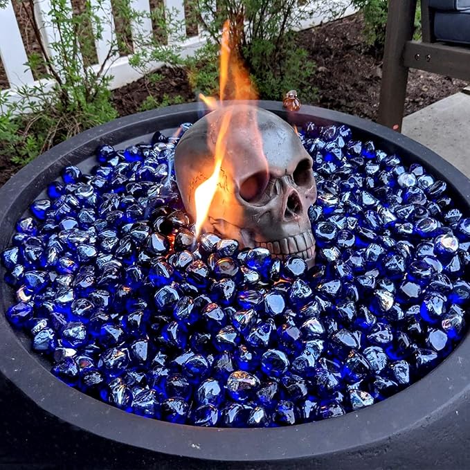 Mr. Fireglass Cobalt Blue Fire Glass Diamonds, 1 Inch Reflective Tempered Fire Glass Rocks for Outdoor Fire Pit, Fireplace and Fire Pit Table, 20 Pounds