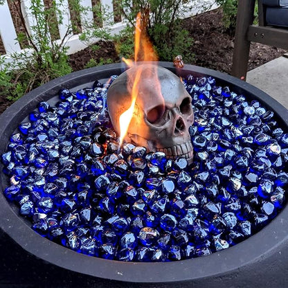 Mr. Fireglass Cobalt Blue Fire Glass Diamonds, 1 Inch Reflective Tempered Fire Glass Rocks for Outdoor Fire Pit, Fireplace and Fire Pit Table, 20 Pounds (Pack of 2)