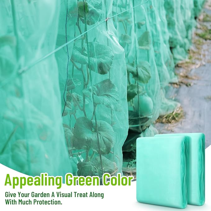 2 Pack Garden Netting 8 x 10 ft Ultra Fine Mesh Garden Netting Green Mesh Plant Cover Raised Beds Barrier Screen Protection for Vegetable Fruits Flowers Crops Greenhouse Rows from Birds Squirrels