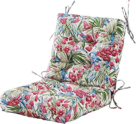 ARTPLAN Seat/Back Outdoor Chair Cushion,Set of 4 Patio Chair Cushion with Tie,Tufted Replacement for Patio Furniture,40x20x4 Inches,4 Count,Floral