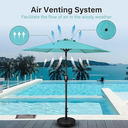 Simple Deluxe 7.5' Patio Umbrella Outdoor Table Market Yard Umbrella with 6 Sturdy Ribs for Backyard, Pool, Garden, Deck, Turquoise