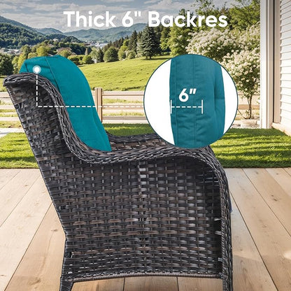 Patio Chair Cushions 5 Packs - Outside 22x24 High Back Water-Resistant Cushion with Zipper Cover for Outdoor Glider Rocking Chairs Loveseat 3-seat Couch Sofa – Peacock Green/Buckle