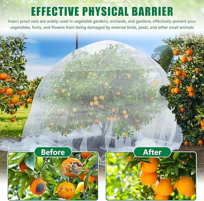 10 X 100 FT Garden Mesh Netting Pest Barrier for Raised Beds, Fruit Tree Netting for Cicadas, Bird Insect Nettings for Garden, Blueberry Bush Strawberry Netting Cover for Garden Protection