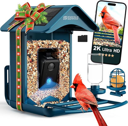 BIRDLEGEND® Bird Feeder with Camera Solar Powered, 2K Portrait Live Free AI Forever Instant Arrival Alerts with 64GB Card, Smart Camera Birds Feeders Wireless Outdoor Gift for Bird Lover, 2.4G WiFi