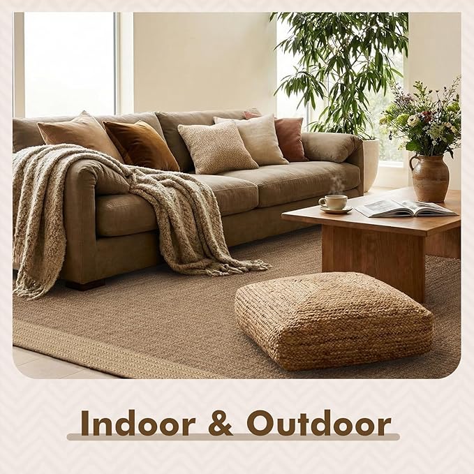MontVoo-Outdoor Rug-Patio Rug 8x10 ft Polypropylene Indoor Outdoor Rugs Outdoor Carpet for Patio Deck Balcony Porch, Textured Weave, Durable for High Traffic, Fade-Resistant, Modern Neutral Brown