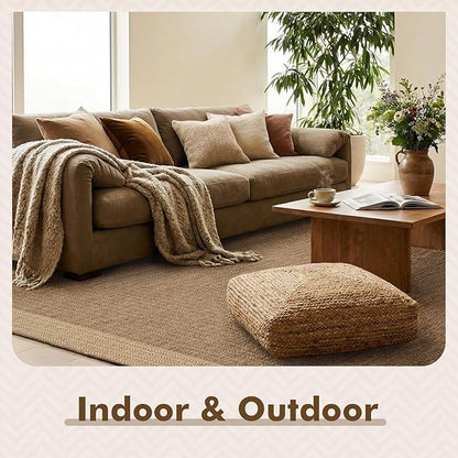 MontVoo-Outdoor Rug-Patio Rug 8x10 ft Polypropylene Indoor Outdoor Rugs Outdoor Carpet for Patio Deck Balcony Porch, Textured Weave, Durable for High Traffic, Fade-Resistant, Modern Neutral Brown