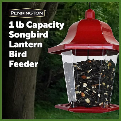 Pennington Songbird Lantern Bird Feeder, Red, 8 inches high 6 inches Wide at top, (100511311) (Pack of 2)