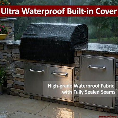 Built-in Grill Cover for Blaze 40 Inch 5-Burner Gas Grill, 600D Premium Built in Barbecue Grill Top Cover with Straps, Outdoor Kitchen Grill Head Cover, 42" x 28"x 24"