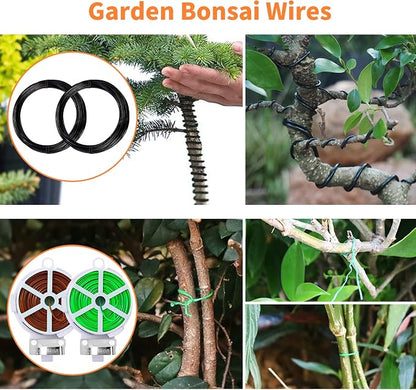 Bonsai Tools Set, 20 Pcs Gardening Succulent Tree Indoor Beginner Tool Kit, Include 262 Feet Bonsai Wire, 29.5"x29.5" Plant Repotting Mat, Leather Bag, Bonsai Scissors, Pruning Shears, Gifts for Women