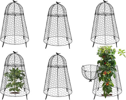 COATTOA Plant Protector Chicken Wire Cloche 6 PCS, Plant Protectors from Animals, 18.7×12 Inch Large Garden Cloches for Plants, Sturdy 2-in-1 Cloche Dome for Plants, Plant Protectors for Easy Pruning