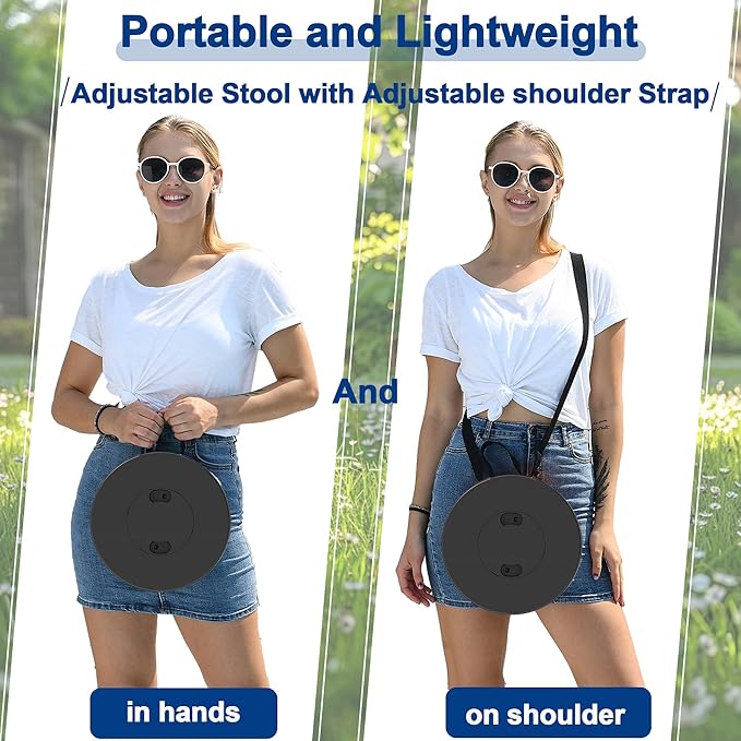 Upgraded 18.1" Collapsible Stool with Adjustable Strap,Lightweight Folding Stool,Load Capacity 600lbs,Retractable Camping Stool Portable Folding Chair or Travel Footrest for Outdoor Fishing Hiking BBQ