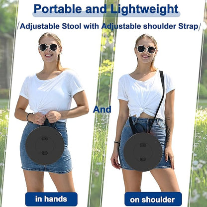 Upgraded 18.1" Collapsible Stool with Adjustable Strap,Lightweight Folding Stool,Load Capacity 600lbs,Retractable Camping Stool Portable Folding Chair or Travel Footrest for Outdoor Fishing Hiking BBQ