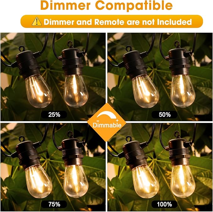 S14 LED Outdoor String Lights 150FT Patio Lights Outdoor Waterproof with 45+3 Shatterproof LED Bulbs, Hanging Backyard Lights for Outside Deck Patio Garden Balcony Decorations
