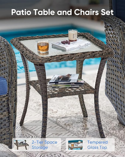 3 Pieces Patio Bistro Set Outdoor Swivel Rocker Patio Chairs with Side Table Patio Furniture for Deck Porch Garden Balcony Poolside