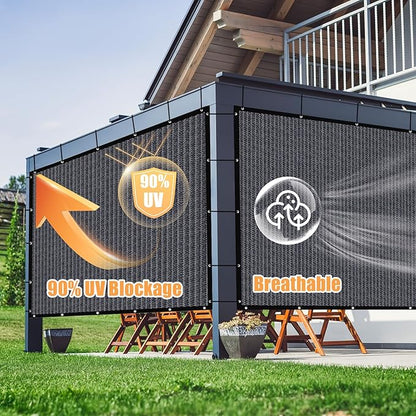 Amagenix 90% Sun Shade Cloth with Grommets, 3' x 16' Pergola Replacement Shade Cover Canopy Privacy Screen for Outdoor Patio Garden, Blue Gray (We Customized)