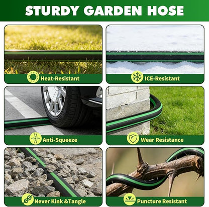 Gardentime Non-Expanding Garden Hose 75FT Flexible No Kink Water Hose, Leakproof Hybrid 5-Layer TPV with 3/4" Connectors & 10 Function Spray Nozzle, Lightweight Portable Water Pipe for Lawn Yard
