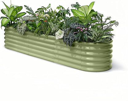 Galvanized Raised Garden Bed 8x2x1.5 ft, 18" Tall Planter for Outdoor Plants, Metal Raised Flower Bed for Herb Fruit Vegetable, Modular Garden Planter for Outside Backyard & Patio - Moss Green