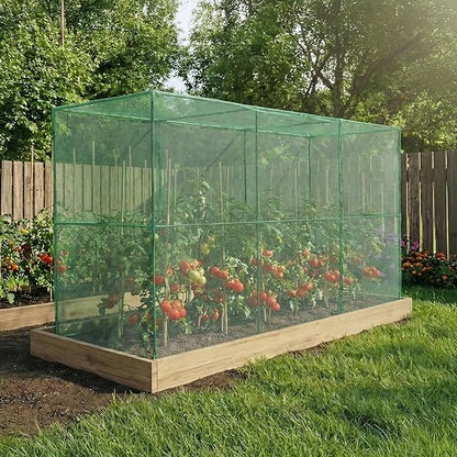 BPS Crop Cages for Garden Plant, 12x4x6 Ft Plant Netting Protection Tent with Zippered Door for Plants, Raised Garden Bed Cover with Frame for Vegetables, Fruits and Flowers