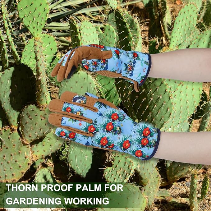 Leather Gardening Gloves for Women Thorn Proof Garden Gloves Touch Screen Working Gloves Gifts,M