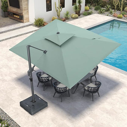 PURPLE LEAF Cantilever Patio Umbrella Outdoor Aluminum Offset Square Umbrella Windproof Heavy Duty Hanging Outside Umbrella for Deck Pool Garden