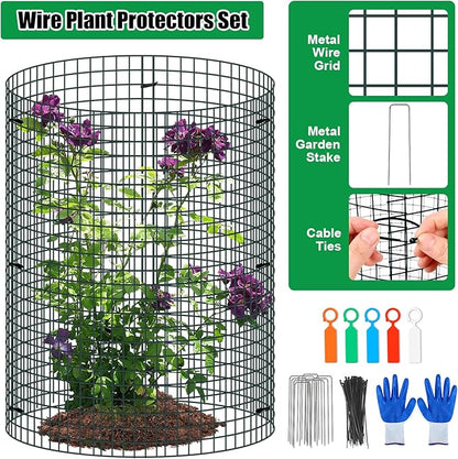 5 Pack Wire Plant Protector, 16"x12" Detachable Metal Plant Protectors Mesh, Garden Plant Protectors for Shrubs Flowers Vegetables to Keep Rabbit & Chicken Animals Out