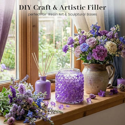 DomeStar Purple Fake Ice Rocks, 150PCS Acrylic Gems Crystals Plastic Diamonds Centerpiece for Vase Fillers Wedding Party Table Scatter