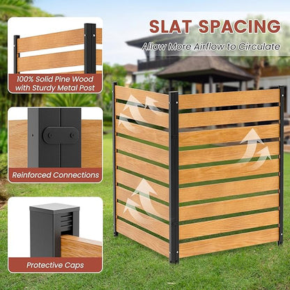 LILYPELLE 48in W x 48in H Air Conditioner Fence, 2 Panels Outdoor Decorative Fences Privacy Screen with Metal Stakes, Outside Pool Equipment Enclosure Trash Can Panels