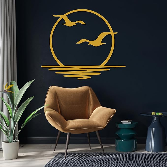Sunrise Metal Wall Art, Sunset Metal Wall Decor for Living Room, Sunshine Line Art Home Decor Outdoor Indoor, Sun Design Modern Artwork for Walls, Abstract Sunset Wall Decor, Housewarming Gifts